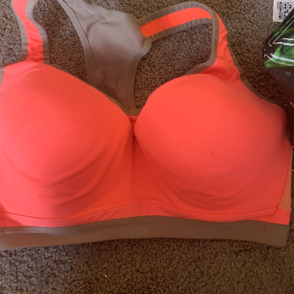 VSX Bright Coral and Gray Sports Bra